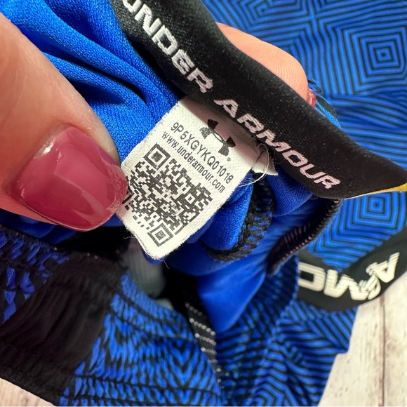 Under Armour youth L Geometric Blue Black Athletic loose fit Shorts streetwear - Picture 9 of 9